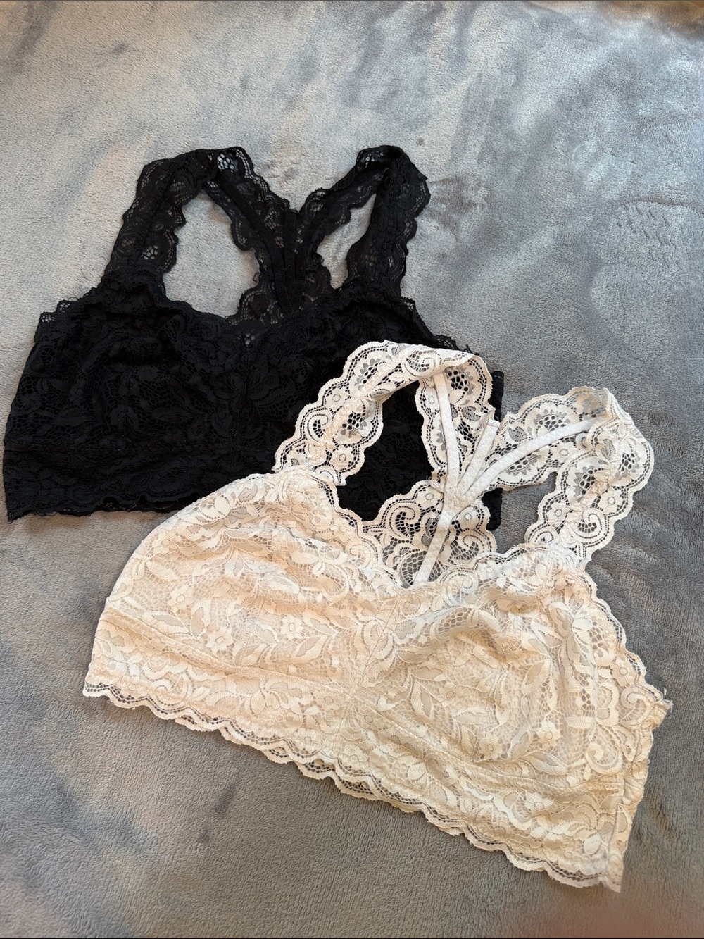 Lace Racerback Bralette Duo in Black & White